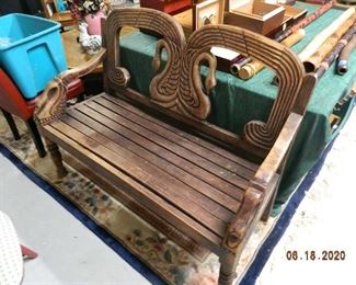 hand carved mahogany bench