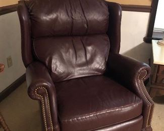 Leather, High-Leg Recliner by Sherrill, as is