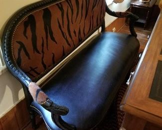 Lot #5 Animal Print and Leather Settee $325
