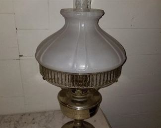 Vintage Milk Glass Shade Oil Lamp