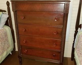 Lot #23 Matching Jenny Lind Spindle Chest of Drawers $350