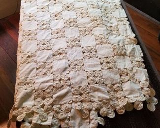 Lot #37 Antique Euharlee made Yo Yo Quilt (Incredible condition) 91"x94" $500