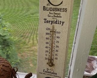 CALOTABS Medicine VINTAGE WOODEN THERMOMETER ORIGINAL Medical Atlanta Ga.