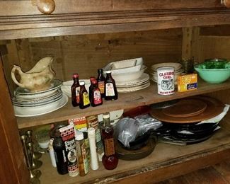 Assortment of Vintage Plates Pitcher Bowls & Items