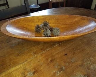Vintage Wooden Carved Rustic Farmhouse Dough Bowl Handmade Primitive Wood