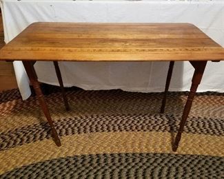 Vintage Antique Sewing Wood Stand Folding Table With Measurement Ruler Engraved