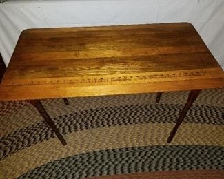 Vintage Antique Sewing Wood Stand Folding Table With Measurement Ruler Engraved