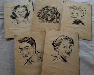 Vintage Drawings Mid 1900's