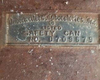 Vintage Underwriters Laboratories Safety Can Gas Or Oil Can Protectoseal Company