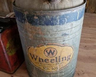 VINTAGE Wheeling Corrugating Company. W. VA. No. 105 Gas Tin Metal Can