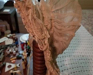 Vintage Ladies Ruffled Head Bonnet, Peachy Pink