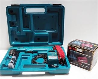 Makita Cordless Angled Driver Model DA391D With Extra Battery And Charger In Hard Case And Makita Finishing Sander Model B04550, Powers On, In Box