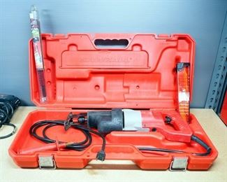 Milwaukee Sawzall Model 6509-21, Powers On, With Extra Blades, In Hard Case