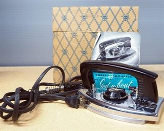 Black & Decker Stowaway Travel Iron Model F46A And Knapp Monarch Automatic Travel Iron Model 17-505, Both Power On, Both In Boxes