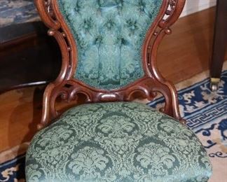 058 - Meeks rosewood rococo pierced carved laminated parlor side chair, Stanton Hall pattern, 40 in. T in. T, 20 in. W, 18 in. D.