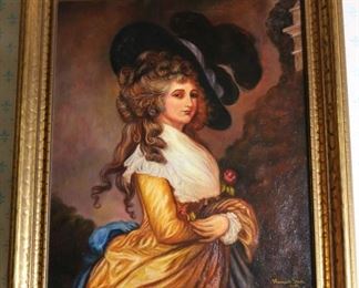 046a - Oil on canvas of the Duchess of Devonshire by Margaret Stark with signature and date 1937, 33.5 in. W, 37 in. T.