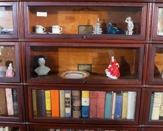 048- Mahogany 5 section barrister bookcase with 5 glass doors and one drawer at bottom, made by Globe-Wernicke Co., 70 in. T, 34 in. W, 12 in. D.