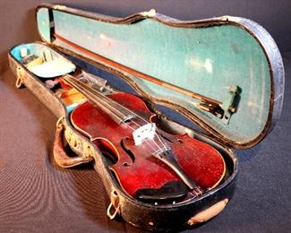 205 - Old violin in original case, 22 in. L.