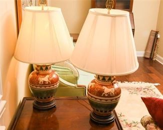 11. Pair of Hand Painted Vase Lamps