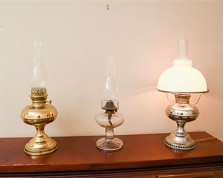40. Three 3 Oil and Electric Lamps