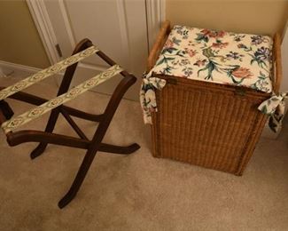 61. Wicker Hamper and Folding Stand