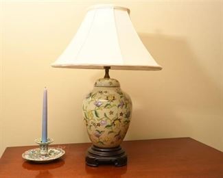 63. Urn Form Lamp and Porcelain Candle Dish