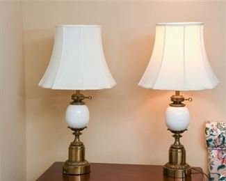 66. Pair of Brass and Ceramic Lamps