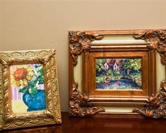 75. Two 2 Small Framed Paintings Including Ann H. Copelan
