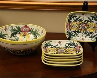 79. Hand Painted Bowl and Plates