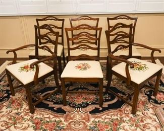 86. Set of Six 6 Embroidered Dining Chairs