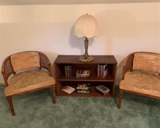 Two Vintage Chairs and Bookcase