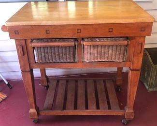 FANTASTIC BUTCHER BLOCK ISLANS WITH 2 DRAWER STORAGE 