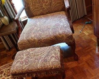 41   large paisley  chair  and  hassock  Price  for  both  is  295.00