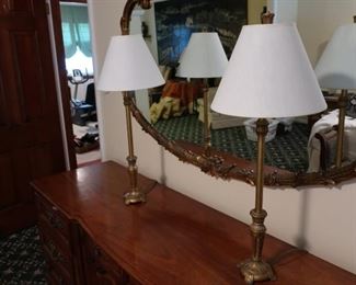 71.  pair  of goldtone  lamps   Pair  is  priced  at  100.00