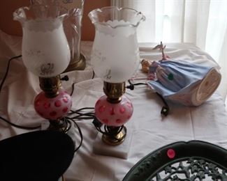 small cranberry  lamps
