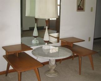 Heywood Wakefield end tables/marble table