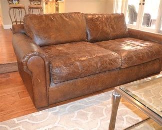 7. Lot F7 (0012.jpg)  – Leather Sofa Restoration Hardware 80” wide (long) x 44” deep x 23 ½” high side x 31” high back