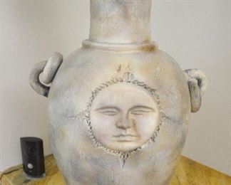 26. Lot S26 (0056.jpg 0057.jpg) - $85.00 – Large Vase Decorated “Sun Face” 27” High