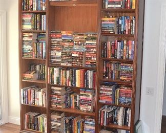 30. Lot F30 (0063.jpg) - Solid Wood Bookcase with Lights. (Custom Made). 8 feet – 96” High x 74” Wide x 12.5” Deep (books are not included)