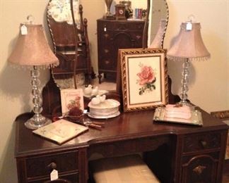 Antique vanity & stool