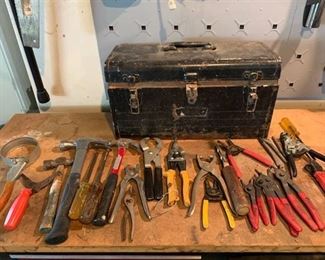 Lot of Hand Tools With Black Craftsman Tool Box