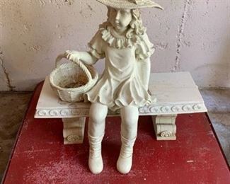 Cedar Creek Collection Girl With Basket On Bench