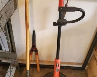 Lot with Electric Weed Eater Working and Lawn Tools