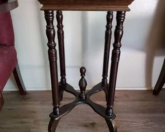 Walnut Side Table with Marble Top