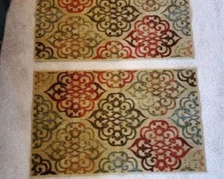 Lot of 2 Kitchen Accent Colorful Rugs