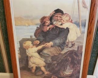 Picture of Aged Fisherman with 3 Kids