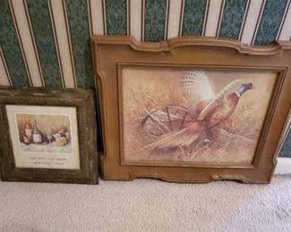 Lot of 2 Picture. Gaming Bird and Wine Decor