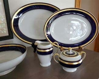 Eminence Cobalt Blue 
Rosenthal - Continental 
Sugar Bowl with lid
Creamer
14" Oval Platter
12" Oval Platter
Open Vegetable Bowl