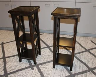 2 small wood accent tables