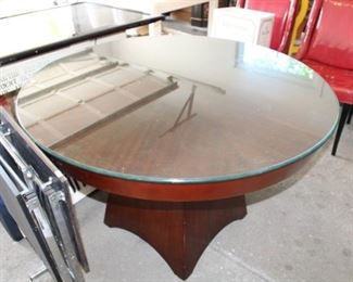 Wood table w/glass